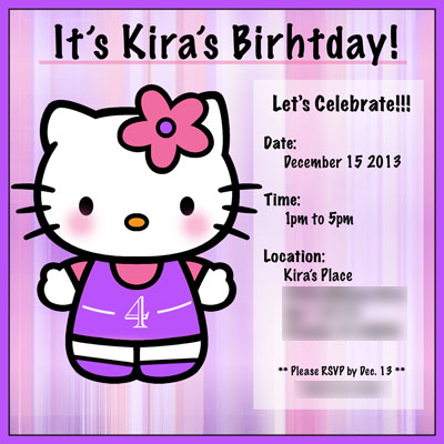 Kira's Birthday Party Digital Invitation Kira's Birthday Party Digital Invitation